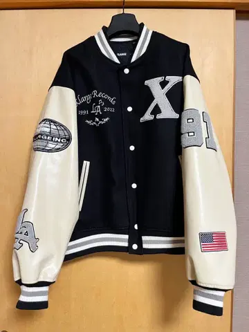 XLARGE 바시티 자켓 L 블랙 아이보리 1991-2022