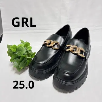 [ 미사용 ] GRL 여성용 로퍼 25.0 블랙 미 블랙
