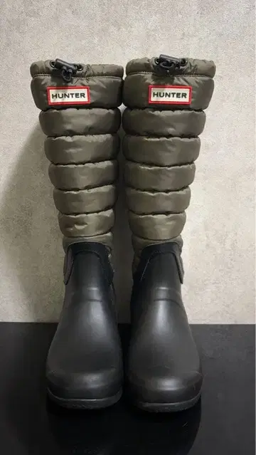 새상품급 HUNTER 헌터 T1093 퀼티드 레그 블랙 x 카키