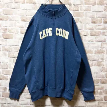 하프 지퍼 CUFFY'S 맨투맨 여성용 자수 네이비 XL