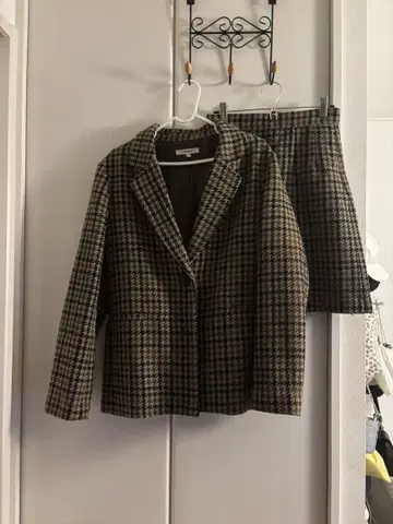 moussy 브라운 계열 체크 무늬 셋업