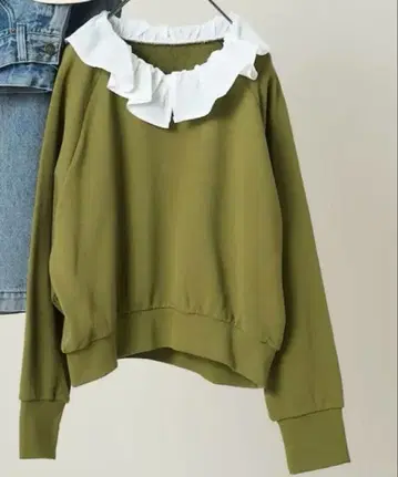 옷깃 프릴 도킹 맨투맨 레이어드 스타일