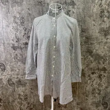 피에르 가르뎅 긴팔 셔츠 튜닉 스트라이프 그레이/화이트(40)
