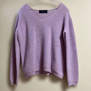 [SHIPS 쉽스] 복슬복슬 V넥 캐시미어 혼방 스웨터 퍼플