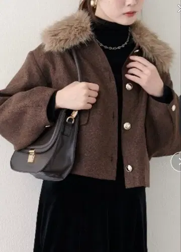 natural couture 퍼 트리밍 숏 자켓