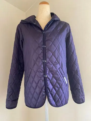 아틀리에 달리아 퀼팅 자켓 후드 부착 퍼플