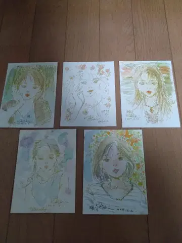 작자 미상 / 수채화 여성 초상화 5매 세트