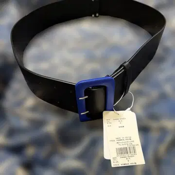 블랙 가죽 벨트 파랑 버클