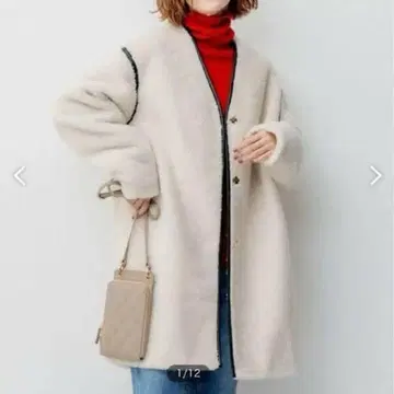23구 테디베어 보아 롱 코트 아이보리 38