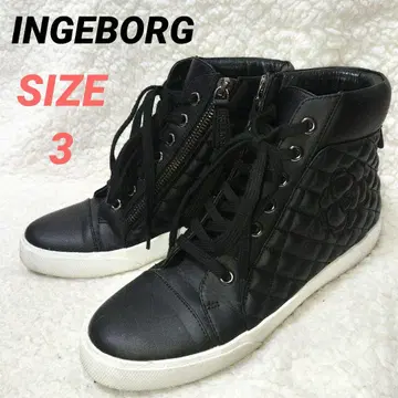 INGEBORG 잉게보그 하이컷 스니커즈 퀼팅 꽃무늬 자수 블랙