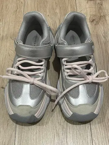 찰스앤키스 메리 제인 스니커즈 실버 핑크 발레코어