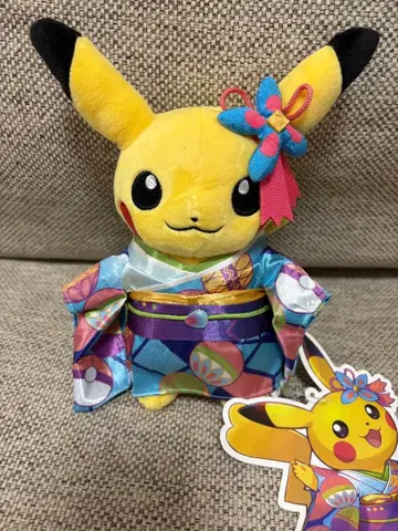미사용 새상품 카가 기모노 피카츄 봉제 인형 포켓몬 센터 금 카나자와