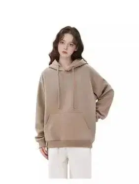 베이지 후드 부착 후드티