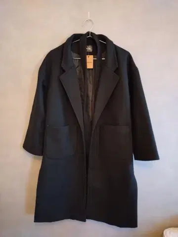 울 혼방 블랙 롱 코트