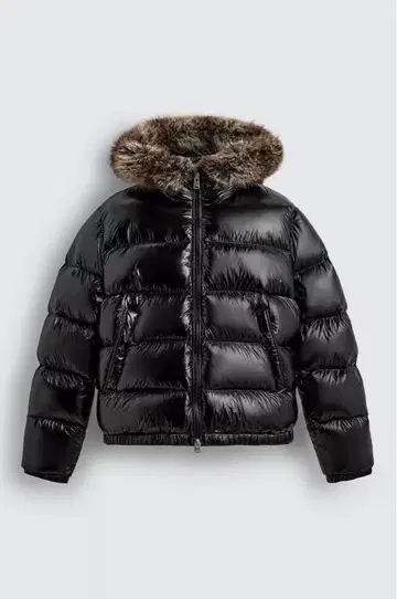 ZARA 페더 후드 부착 다운 자켓 S