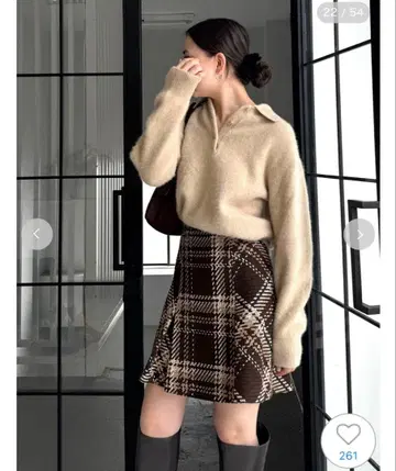 Sustainable 로빙 체크 미니 스커트