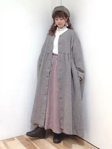 SM2 울 혼방 헤링본 코트 원피스