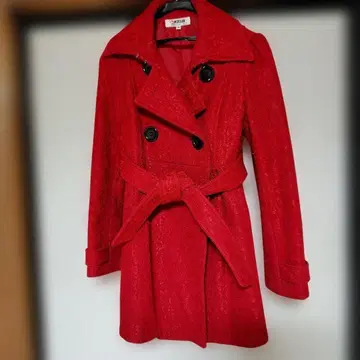 빨간색 울 트렌치코트