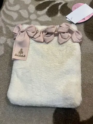 아오키 미사코 니나즈 화이트 퍼 파우치 리본 포함 미사용