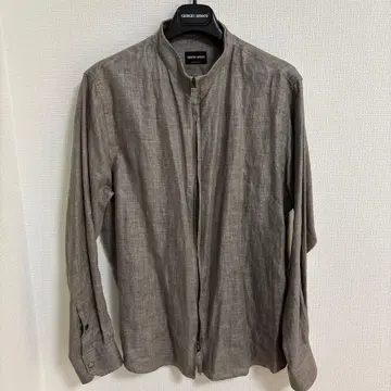 [컨디션 최상] GIORGIO ARMANI 지퍼 달린 브라운 긴팔 셔츠