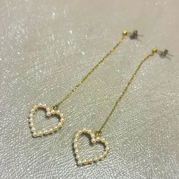 스텔라 할리우드 하트 러브 체인 스윙 귀걸이 펄