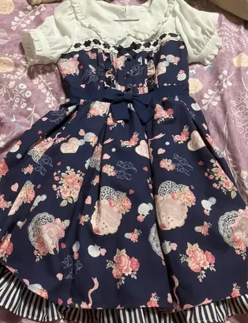 리즈리사 스위트 사봉 패턴 원피스 네이비 사이즈 2