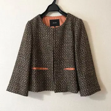 [ 38 ] 노카라 트위드 자켓 울 혼방 멀티 컬러