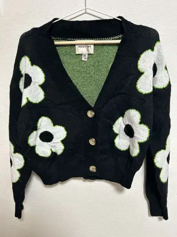 INDUSTRY 꽃무늬 크롭 가디건 [ S ] 해외 구제 의류