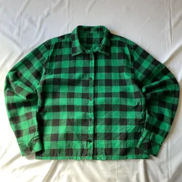 00s 플란넬 셔츠 그린 블랙 그런지 Y2K 인기 헤이세이 구제 의류