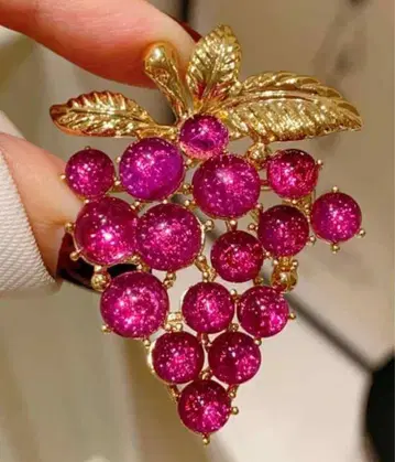 인기 포도 꽃다발 보라색 비즈 브로치