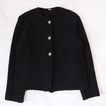 Mila Owen 골드 버튼 니트 트위드 가디건 M 블랙