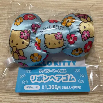 헬로키티 리본 머리끈 스카이블루 선탠 키티