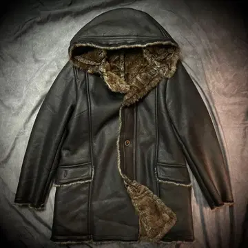 페이크 무스탕 코트 퍼 후드 블랙 계열 Y2K