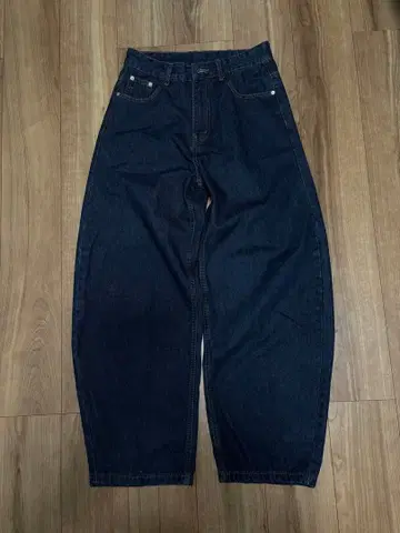 다크 네이비 와이드 데님 팬츠 배기 데님