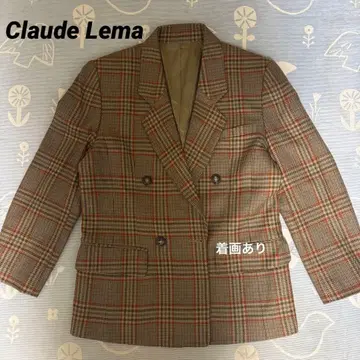 Claude Lema 체크 무늬 더블 브레스트 울 자켓