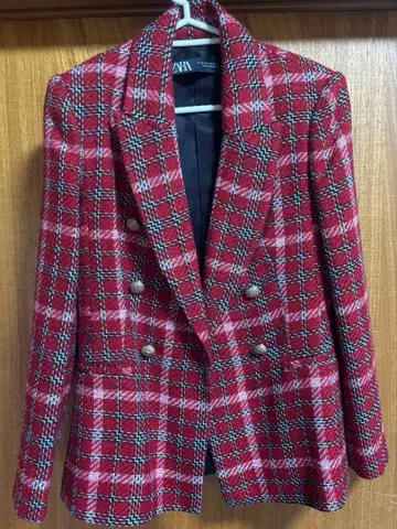 ZARA 체크 무늬 M 더블 브레스트 자켓