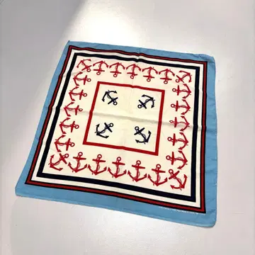 80s 마린 스타일 닻 패턴 반다나 USA제