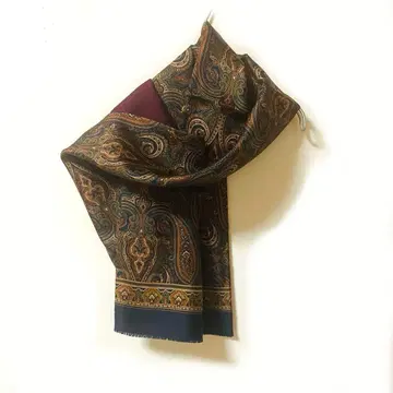 이탈리아제 페이즐리 무늬 스톨 머플러 실크 100% 울 2way