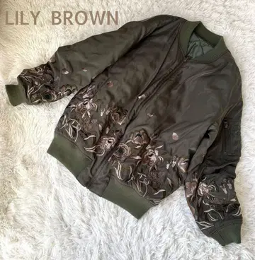 릴리 브라운 Lily Brown 리버서블 자수 블루종 카키 MA-1