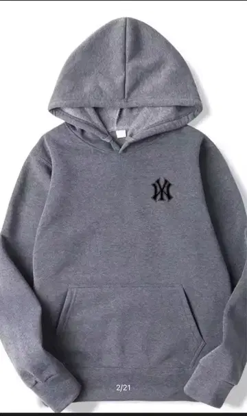 뉴욕 양키스 로고 자수 그레이 후드티 M