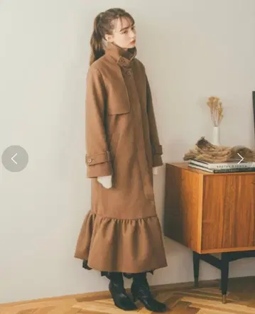 pomiii 머메이드 롱 코트 브라운