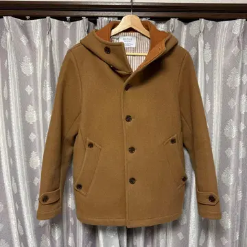 EDIFICE 울 후드 부착 코트 브라운 L 새상품급