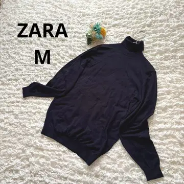 자라 남성용 터틀넥 니트 스웨터 긴팔 네이비 M