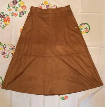 브라운 플레어 스커트 스웨이드 A라인