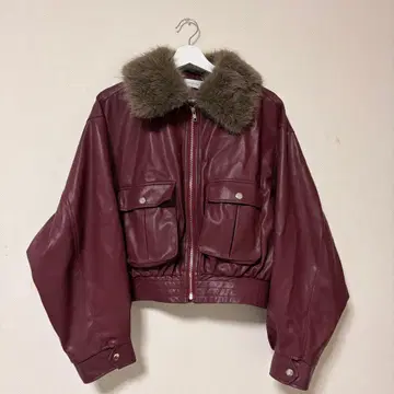 인터 팩토리 rinka 2way 인조 가죽 블루종 레드 퍼