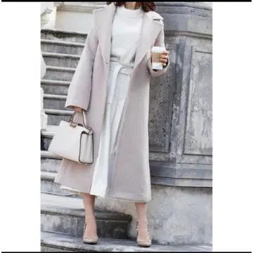 CLEA 코트 베이지 핑크 베이지 롱 코트 따뜻한