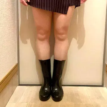 레인부츠 발꿈치 힐 6cm 발 깔끔 블랙 블랙