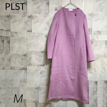 PLST [ M ] 울 브렌트 리버 코트 퍼플 롱 캐주얼 심플