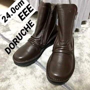 [ 새상품 ] DORUCHE 브라운 숏부츠 사이드 지퍼 24.0cm