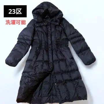 23구 스테디셀러 롱 기장 다운 코트 A라인 블랙 세탁 가능